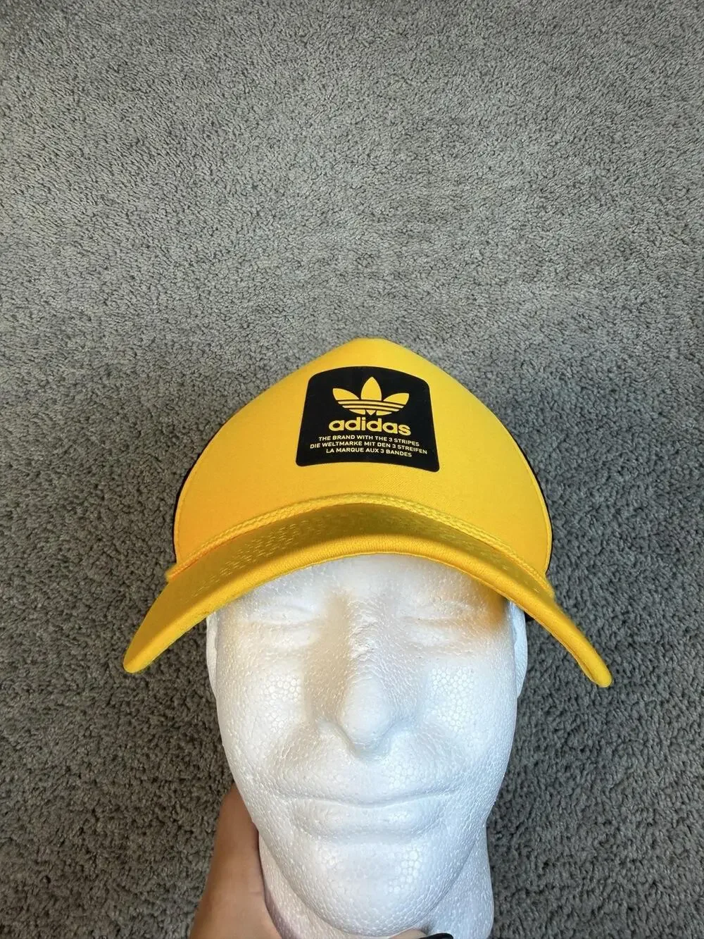 Adidas Hat Cap Snap Back Trucker Mens One Size Yellow Mesh Adjustable A2L001